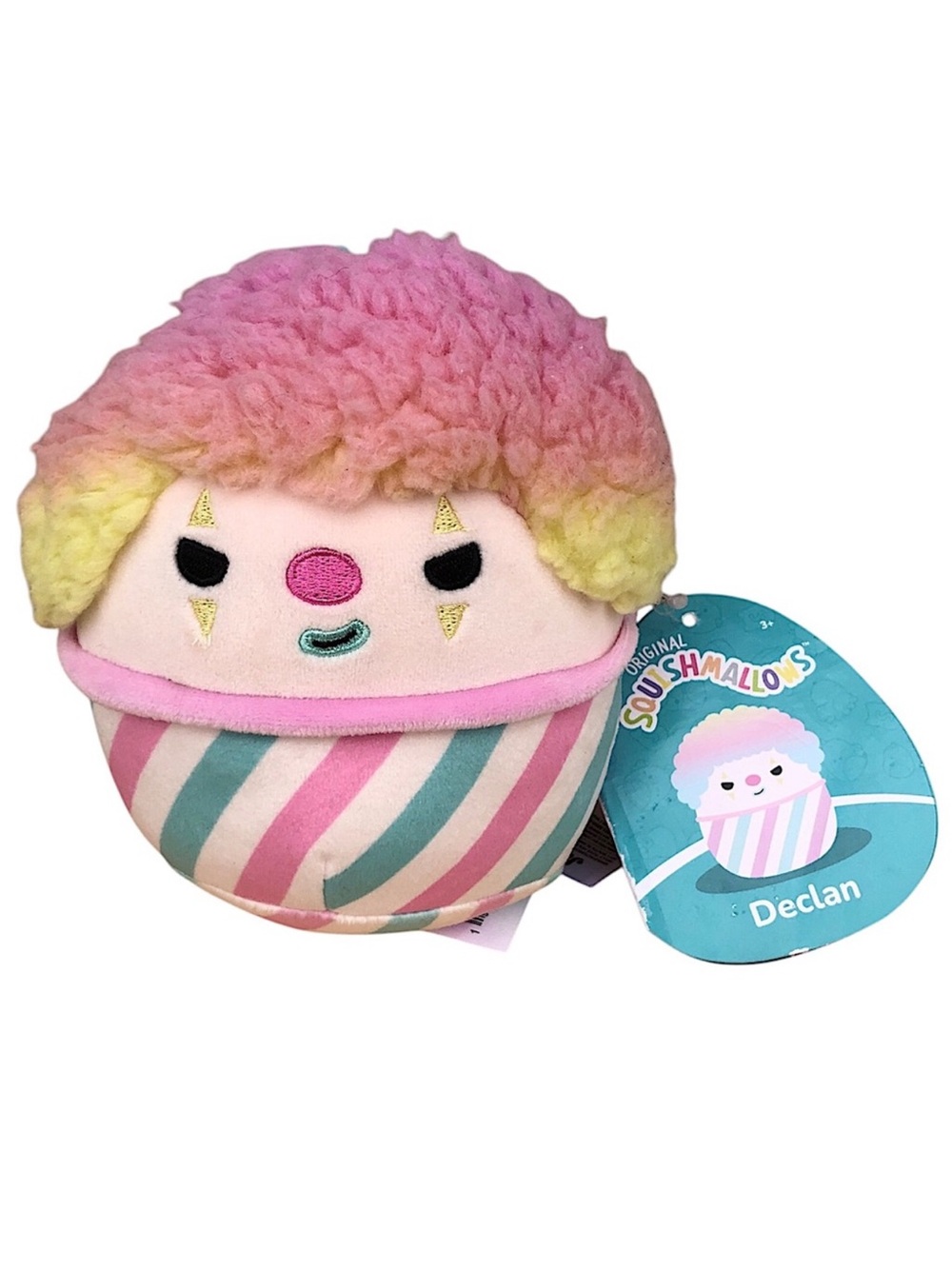 Squishmallow Exclusive Crossover Squad Declan Snow cone Cotton Candy Clown 5”